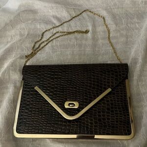 Joan Rivers Faux Brown Crocodile Envelope Purse
